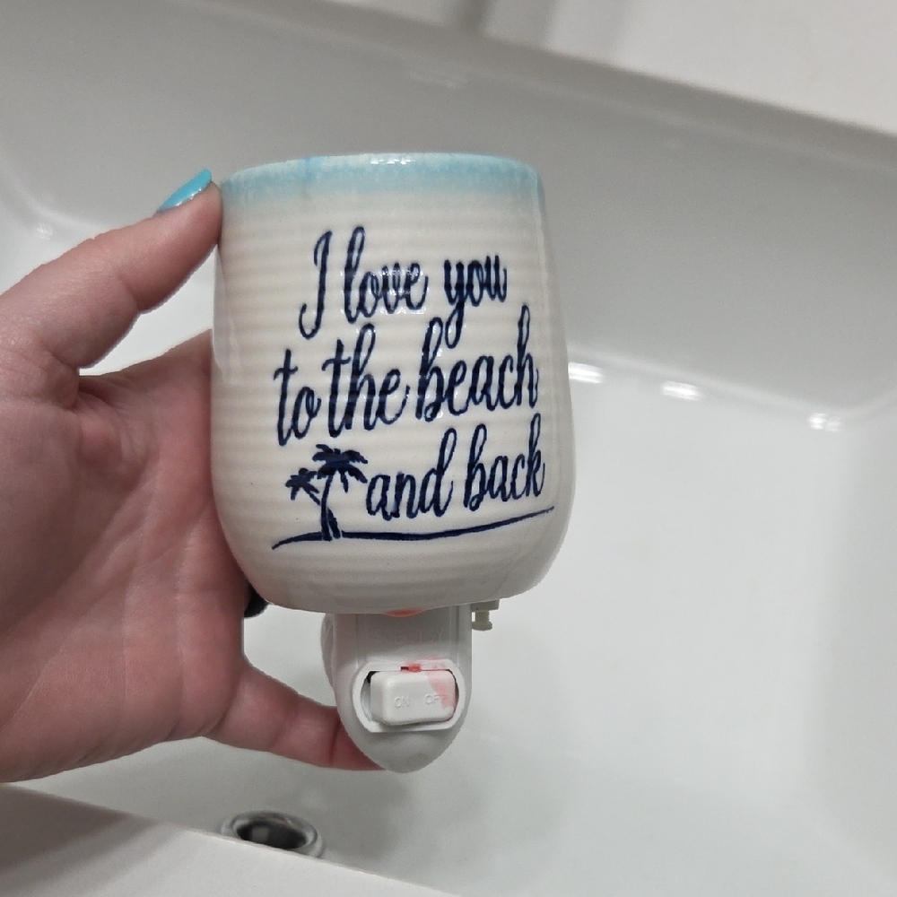 Scentsy Coastal Script Wall Night Light - Blue/White